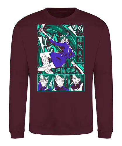 Maki Zen in Cursed Realm JJK - shonen warrior, maki zenin, jjk maki, green teal art, strong female character, anime girl power, jujutsu kaisen fan, otaku gift - Sweatshirt