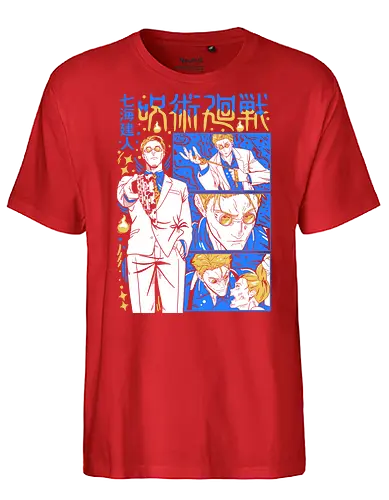 Nanami Kento Steady Resolve JJK - nanami kento, jjk nanami, suit style sorcerer, gold yellow tone, calm and powerful, anime gift for him, jujutsu kaisen fan art, otaku apparel - Fairtrade T-Shirt