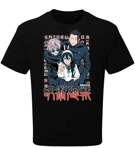 Gojo Group Satoru JJK Squad Goals - gojo satoru, jjk cast, group design, blue black palette, jujutsu kaisen squad, anime fan gift set, otaku crew shirt, shonen group art - Oversize T-Shirt