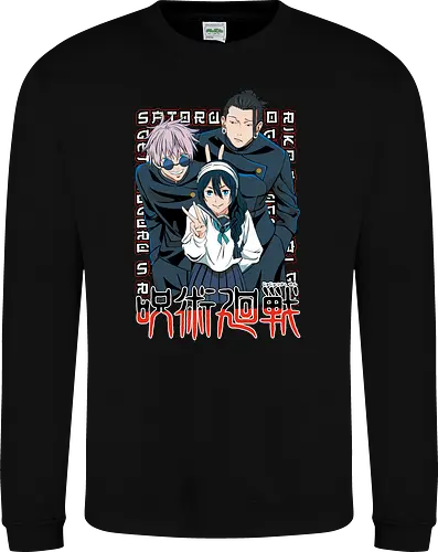 Gojo Group Satoru JJK Squad Goals - gojo satoru, jjk cast, group design, blue black palette, jujutsu kaisen squad, anime fan gift set, otaku crew shirt, shonen group art - Sweatshirt