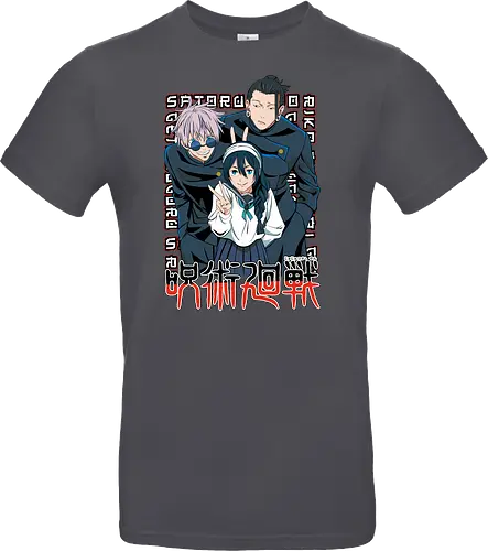 Gojo Group Satoru JJK Squad Goals - gojo satoru, jjk cast, group design, blue black palette, jujutsu kaisen squad, anime fan gift set, otaku crew shirt, shonen group art - Standard T-Shirt