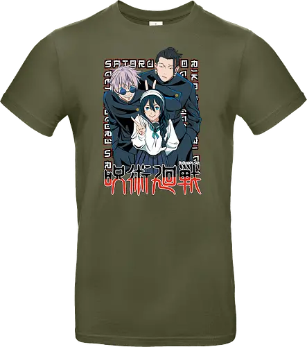Gojo Group Satoru JJK Squad Goals - gojo satoru, jjk cast, group design, blue black palette, jujutsu kaisen squad, anime fan gift set, otaku crew shirt, shonen group art - Standard T-Shirt