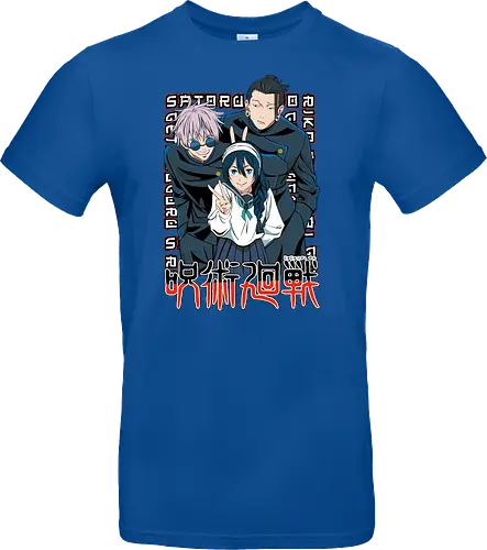 Gojo Group Satoru JJK Squad Goals - gojo satoru, jjk cast, group design, blue black palette, jujutsu kaisen squad, anime fan gift set, otaku crew shirt, shonen group art - Standard T-Shirt