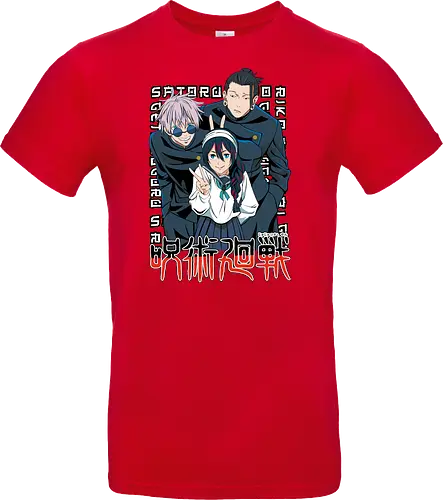 Gojo Group Satoru JJK Squad Goals - gojo satoru, jjk cast, group design, blue black palette, jujutsu kaisen squad, anime fan gift set, otaku crew shirt, shonen group art - Standard T-Shirt