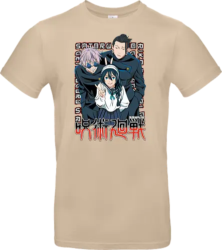 Gojo Group Satoru JJK Squad Goals - gojo satoru, jjk cast, group design, blue black palette, jujutsu kaisen squad, anime fan gift set, otaku crew shirt, shonen group art - Standard T-Shirt