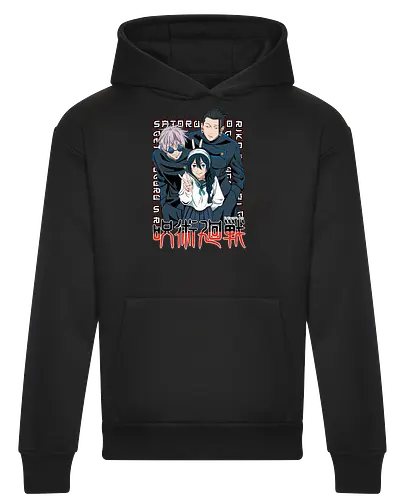 Gojo Group Satoru JJK Squad Goals - gojo satoru, jjk cast, group design, blue black palette, jujutsu kaisen squad, anime fan gift set, otaku crew shirt, shonen group art - Heavyweight Hoodie