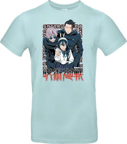 Gojo Group Satoru JJK Squad Goals - gojo satoru, jjk cast, group design, blue black palette, jujutsu kaisen squad, anime fan gift set, otaku crew shirt, shonen group art - Standard T-Shirt
