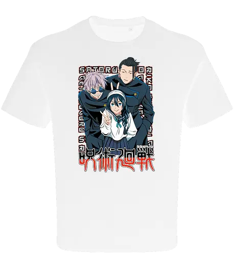 Gojo Group Satoru JJK Squad Goals - gojo satoru, jjk cast, group design, blue black palette, jujutsu kaisen squad, anime fan gift set, otaku crew shirt, shonen group art - Oversize T-Shirt