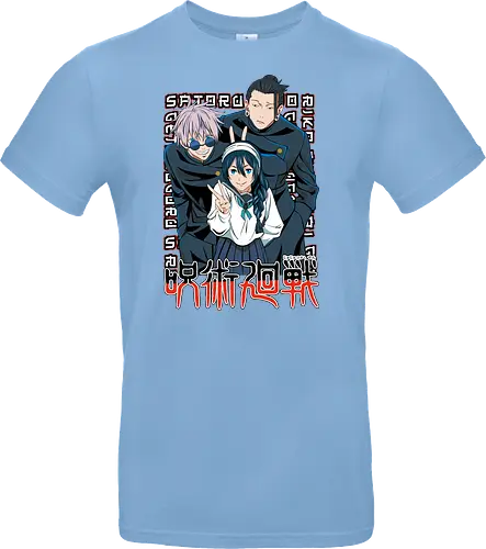 Gojo Group Satoru JJK Squad Goals - gojo satoru, jjk cast, group design, blue black palette, jujutsu kaisen squad, anime fan gift set, otaku crew shirt, shonen group art - Standard T-Shirt