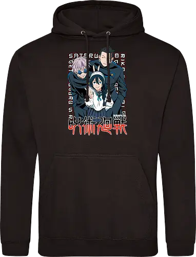 Gojo Group Satoru JJK Squad Goals - gojo satoru, jjk cast, group design, blue black palette, jujutsu kaisen squad, anime fan gift set, otaku crew shirt, shonen group art - Standard Hoodie