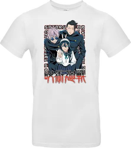 Gojo Group Satoru JJK Squad Goals - gojo satoru, jjk cast, group design, blue black palette, jujutsu kaisen squad, anime fan gift set, otaku crew shirt, shonen group art - Standard T-Shirt