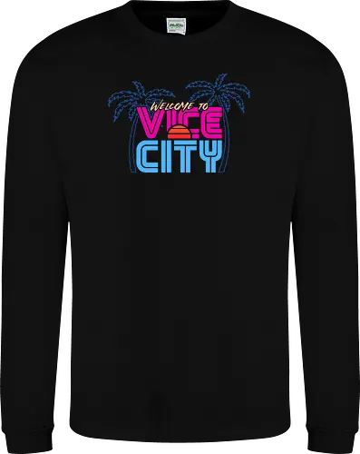Welcome To Vice City  - gaming, 80s, crime, fashion, game, gamer, neon, nostalgia, retro, video game, vintage, 80s aesthetic, 80s retro, theft, videogames - Sweatshirt