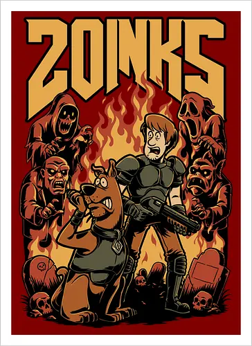 Cartoon FPS Horror Game - Cartoon, 80s Cartoons, 80s, 1980s, 80's, Retro Cartoon, Retro Vintage, Retro, Vintage, Fps Gaming, First-person Shooter, First Person Shooter, Horror, Game, Video Game, Games, Video Games, Awesome, Poster, Cool, Mashup, Nostalgia, Nostalgic, Animation, Animated, Animated Series, Tv Show, Paranormal, Investigate, Investigation, Mystery, Mysterious, Halloween, Spooky Season, Spooky, Creepy, Scary, Graveyard, Monsters, Monster, Fire, Ghosts, Ghost - Artprint