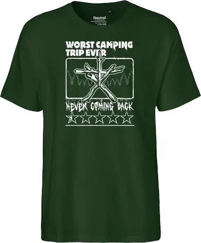 Horror Movie Witch Camping - Found Footage, Nostalgia, Nostalgic, Witch, Forest, Forest Spirit, Spirit, Hiking, Camping, Horror, Classic Horror, Horror Movies, Nostalgic Horror, 90s, 90s Movies, 90's, Halloween, Spooky, Spooky Season, Scary, Creepy, Retro Vintage, Vintage, Retro, Old Movies, Monsters, Monster, Wood, Wooden, Stick, Magic, Magical, Ritual, Symbol - Fairtrade T-Shirt