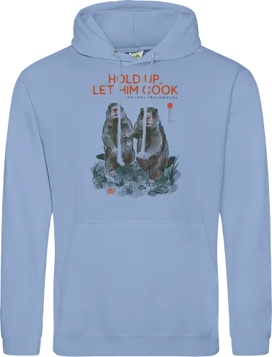 Hold Up, Let Him Cook - marmot, meme, funny, vintage, retro, japanese, quote, lets cook, groundhog, funny meme, internet culture, woodchuck, art print, sarcastic, viral - Standard Hoodie