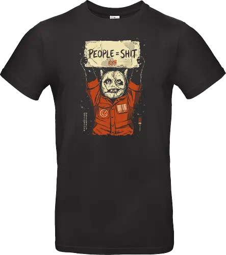 People = Shit - cat, funny, vintage, retro, japanese, metal, Metal, parody, heavy metal, dark humor, art print, funny cat, mask, sarcastic, mood - Standard T-Shirt