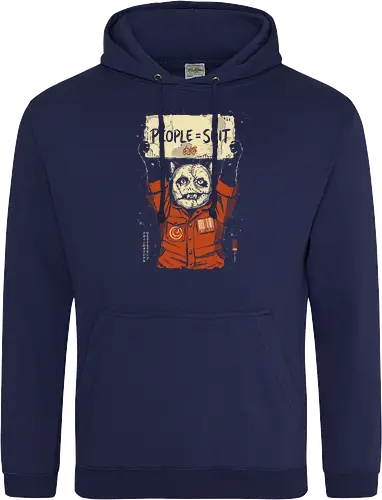 People = Shit - cat, funny, vintage, retro, japanese, metal, Metal, parody, heavy metal, dark humor, art print, funny cat, mask, sarcastic, mood - Standard Hoodie
