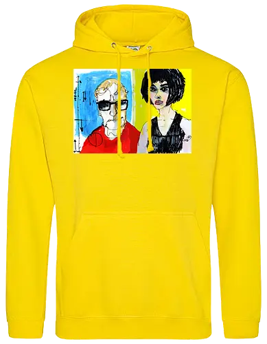 Zwei Blicke - Manfred Schloesser, Urban Sketching, Tuschezeichnung, Ink Sketch, Aquarell Kunst, Expressive Art, Modern Portrait, Grafik Design, Contemporary Art, Galerie Shirt, Primärfarben, Kontrast, Linienkunst, Line Art Portrait. - Standard Hoodie