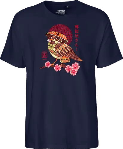 POST BIRD - japan, japanese, bird, sakura, cherry blossom, floral, cultural, post mail - Fairtrade T-Shirt