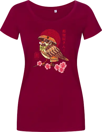 POST BIRD - japan, japanese, bird, sakura, cherry blossom, floral, cultural, post mail - Women T-Shirt