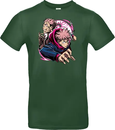 Itadori Yuji Jujutsu Cursed Power - itadori yuji, Jujutsu, cursed energy, anime fan, pink hair, action pose, otaku gift, shounen - Standard T-Shirt