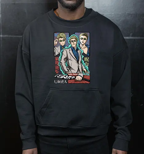 Nanami Kento Seven Seas Sorcerer - nanami kento, cool sorcerer, anime gift, suit style, stoic vibes, weeb, grade 1 sorcerer, Jujutsu - Cropped Sweatshirt