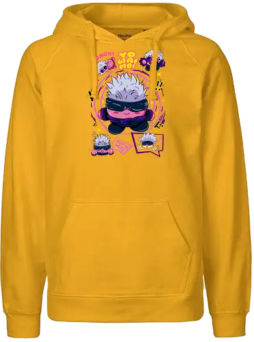 Pink Gojo Satoru Infinity Cute Mode - gojo satoru, Jujutsu, crossover, chibi style, funny anime, kawaii, otaku humor, anime lover gift - Fairtrade Hoodie