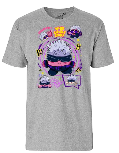 Pink Gojo Satoru Infinity Cute Mode - gojo satoru, Jujutsu, crossover, chibi style, funny anime, kawaii, otaku humor, anime lover gift - Fairtrade T-Shirt