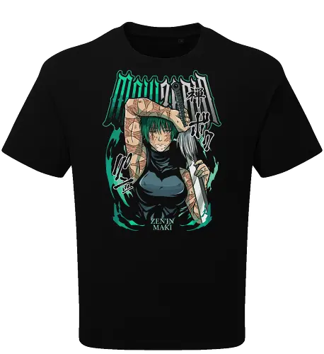 Maki Zenin Cursed Tools Warrior - maki zenin, Jujutsu, cursed tools, weeb, action hero, strong female character, teal aesthetic, anime fan gift - Oversize T-Shirt