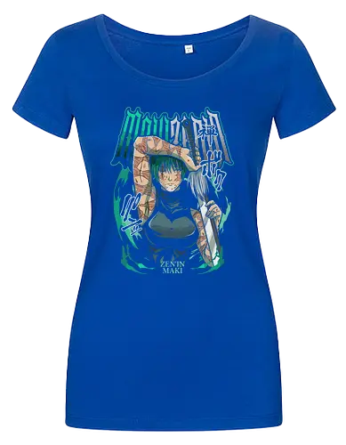 Maki Zenin Cursed Tools Warrior - maki zenin, Jujutsu, cursed tools, weeb, action hero, strong female character, teal aesthetic, anime fan gift - Women T-Shirt