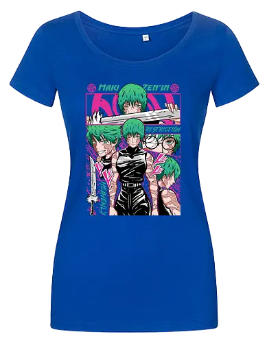 Maki Zenin Restriction Unleashed - maki zenin, Jujutsu, restriction arc, pink and black, powerful female, manga style, otaku gift, shounen anime - Women T-Shirt