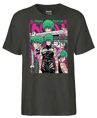Maki Zenin Restriction Unleashed - maki zenin, Jujutsu, restriction arc, pink and black, powerful female, manga style, otaku gift, shounen anime - Fairtrade T-Shirt