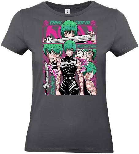 Maki Zenin Restriction Unleashed - maki zenin, Jujutsu, restriction arc, pink and black, powerful female, manga style, otaku gift, shounen anime - Standard T-Shirt (Women)