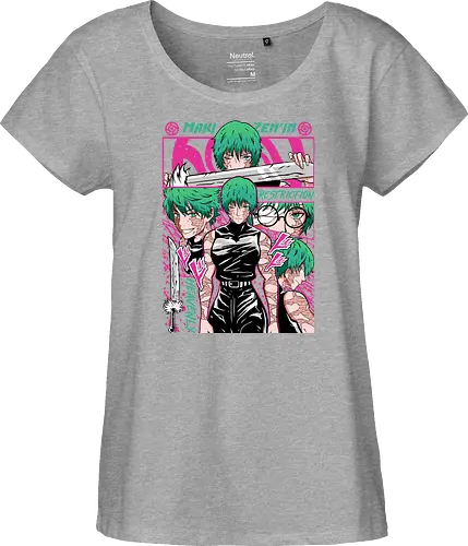 Maki Zenin Restriction Unleashed - maki zenin, Jujutsu, restriction arc, pink and black, powerful female, manga style, otaku gift, shounen anime - Fairtrade Girl Shirt