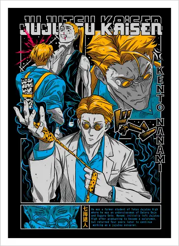 Nanami Kento Grade 1 Overtime Grind - nanami kento, Jujutsu, fan art tribute, overtime rule, collector poster style, anime office humor, stoic hero, otaku - Artprint