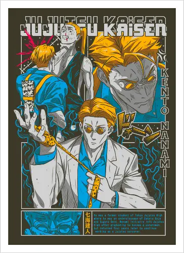 Nanami Kento Grade 1 Overtime Grind - nanami kento, Jujutsu, fan art tribute, overtime rule, collector poster style, anime office humor, stoic hero, otaku - Artprint