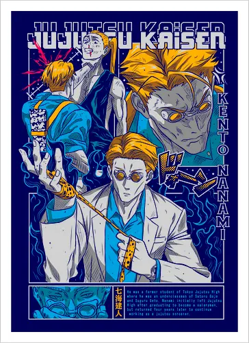 Nanami Kento Grade 1 Overtime Grind - nanami kento, Jujutsu, fan art tribute, overtime rule, collector poster style, anime office humor, stoic hero, otaku - Artprint