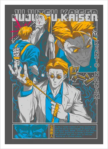 Nanami Kento Grade 1 Overtime Grind - nanami kento, Jujutsu, fan art tribute, overtime rule, collector poster style, anime office humor, stoic hero, otaku - Artprint