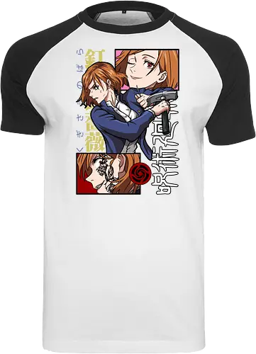 Nobara Kugisaki Hammer Down Attitude - nobara kugisaki, Jujutsu, fierce female, cursed nail, urban anime, otaku gift, anime lover, orange hair - Raglan T-Shirt