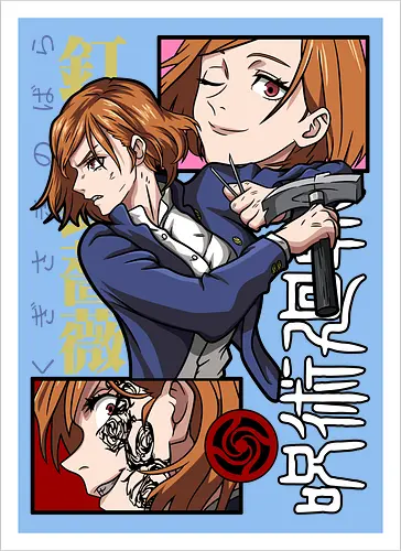 Nobara Kugisaki Hammer Down Attitude - nobara kugisaki, Jujutsu, fierce female, cursed nail, urban anime, otaku gift, anime lover, orange hair - Artprint