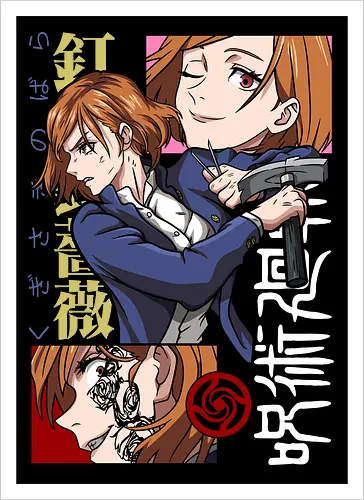 Nobara Kugisaki Hammer Down Attitude - nobara kugisaki, Jujutsu, fierce female, cursed nail, urban anime, otaku gift, anime lover, orange hair - Artprint