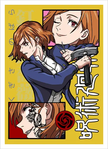 Nobara Kugisaki Hammer Down Attitude - nobara kugisaki, Jujutsu, fierce female, cursed nail, urban anime, otaku gift, anime lover, orange hair - Artprint