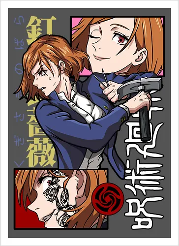 Nobara Kugisaki Hammer Down Attitude - nobara kugisaki, Jujutsu, fierce female, cursed nail, urban anime, otaku gift, anime lover, orange hair - Artprint
