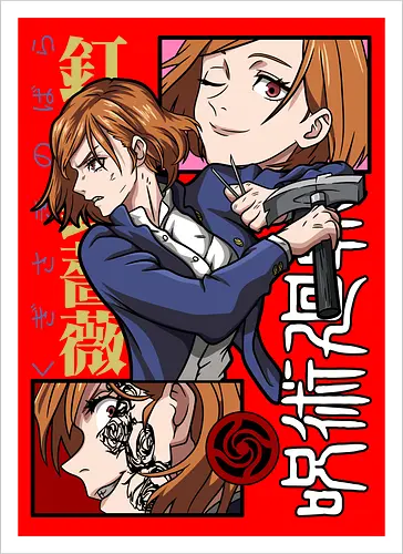 Nobara Kugisaki Hammer Down Attitude - nobara kugisaki, Jujutsu, fierce female, cursed nail, urban anime, otaku gift, anime lover, orange hair - Artprint