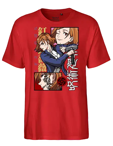 Nobara Kugisaki Hammer Down Attitude - nobara kugisaki, Jujutsu, fierce female, cursed nail, urban anime, otaku gift, anime lover, orange hair - Fairtrade T-Shirt