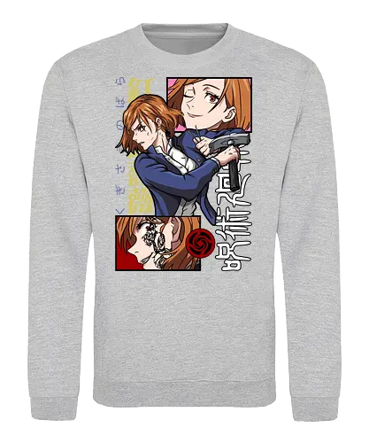 Nobara Kugisaki Hammer Down Attitude - nobara kugisaki, Jujutsu, fierce female, cursed nail, urban anime, otaku gift, anime lover, orange hair - Sweatshirt