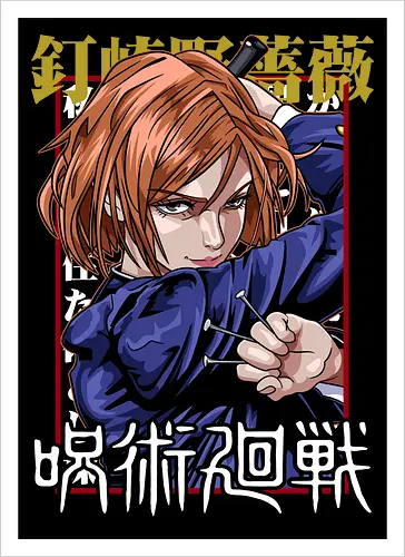 Nobara Kugisaki Full Force Jujutsu - nobara kugisaki, Jujutsu, full body art, jujutsu high, action female lead, anime birthday, weeb apparel, bold design - Artprint