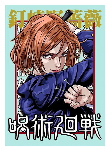 Nobara Kugisaki Full Force Jujutsu - nobara kugisaki, Jujutsu, full body art, jujutsu high, action female lead, anime birthday, weeb apparel, bold design - Artprint