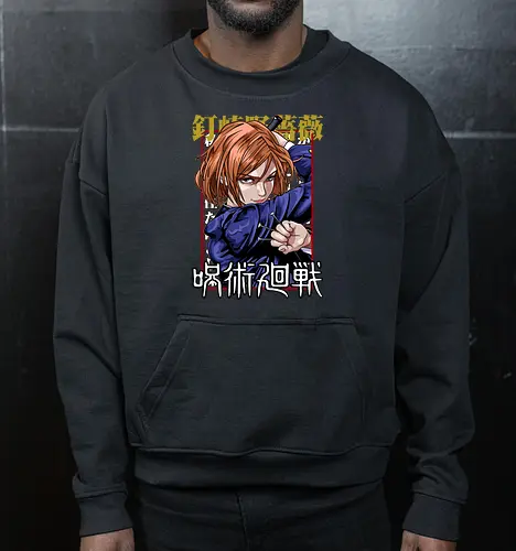 Nobara Kugisaki Full Force Jujutsu - nobara kugisaki, Jujutsu, full body art, jujutsu high, action female lead, anime birthday, weeb apparel, bold design - Cropped Sweatshirt