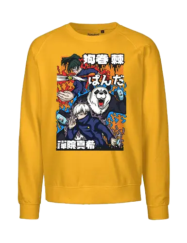Panda Maki Toge Inumaki Trio Vibes - panda jjk, toge inumaki, maki zenin, Jujutsu, team trio, cursed squad, anime group tee, otaku fan - Fairtrade Sweatshirt